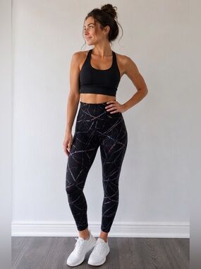 Zyia Active High Waisted 7/8 Leggings Women’s Small Black Multicolor